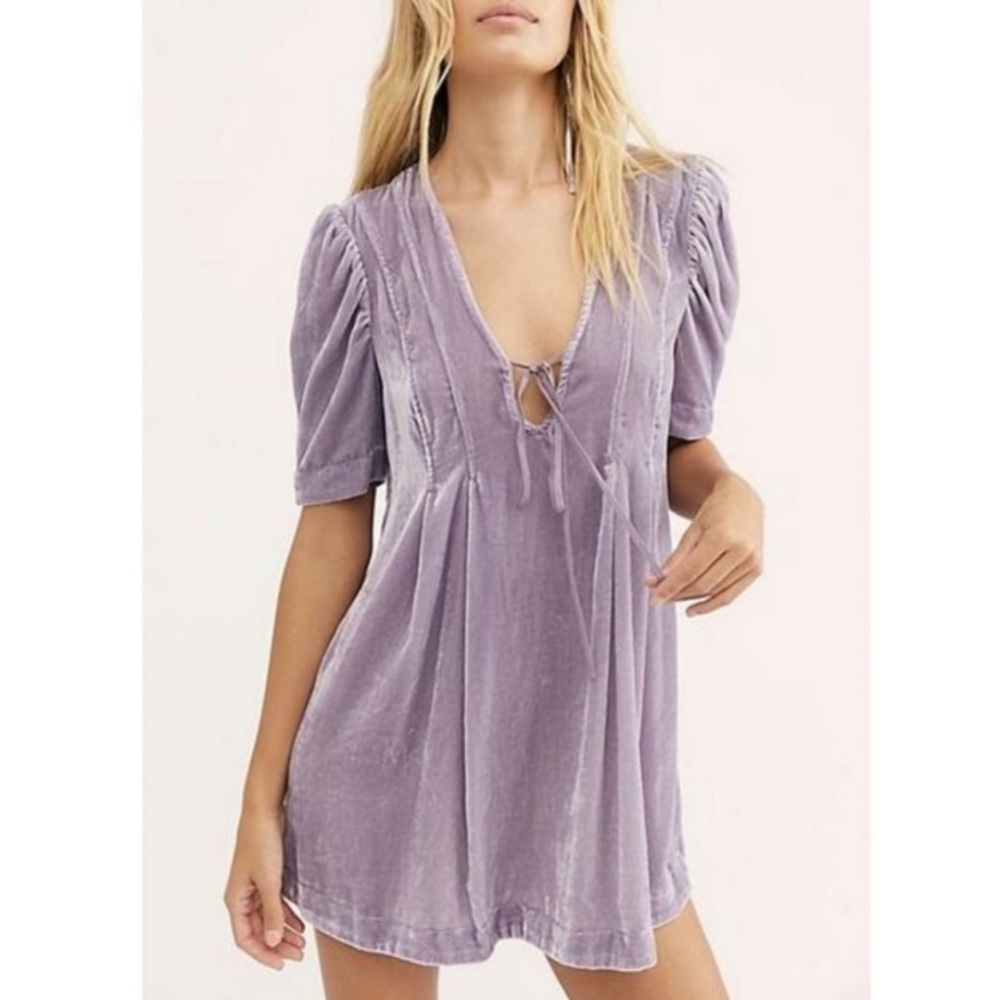Free People Violet Fog Velvet Tunic Size XS